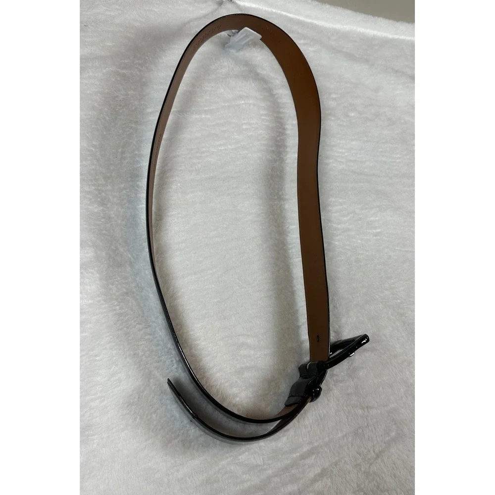 Lauren Ralph Lauren Belt Women XL Black Patent Leather Square Buckle